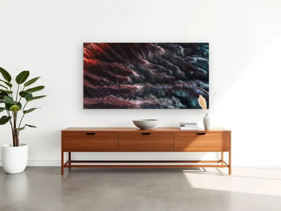 Map Home by Chris Ruel as a aluminum print on a living room wall