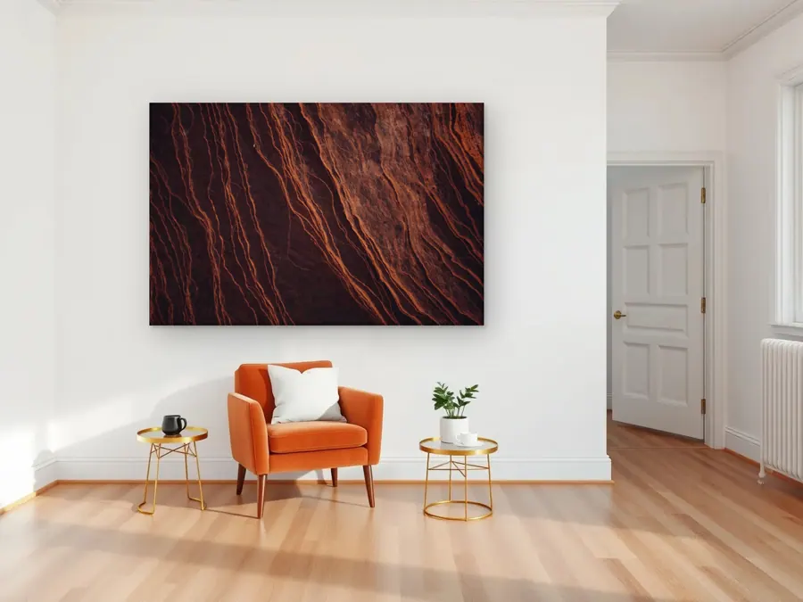 Red Century by Chris Ruel as a canvas print on a living room wall