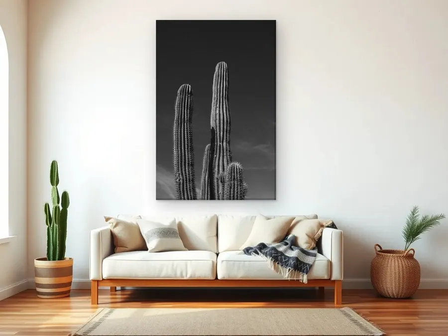 Monochrome by Christian Lee as a canvas print on a living room wall