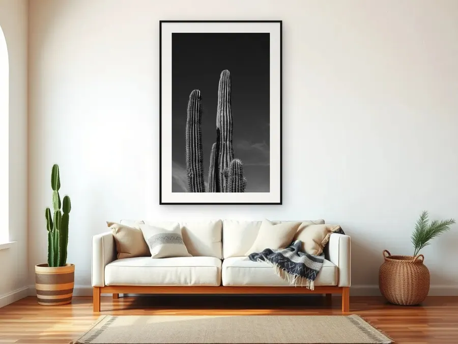 Monochrome by Christian Lee as a fine art print on a living room wall